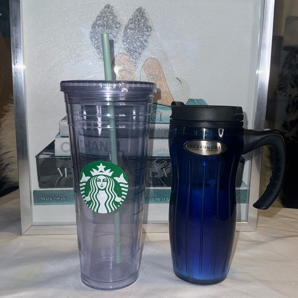 Starbucks bundle- Blue Travel Mug Tumbler & Tumbler Venti Cold Cup w/Straw GUC - Picture 2 of 7